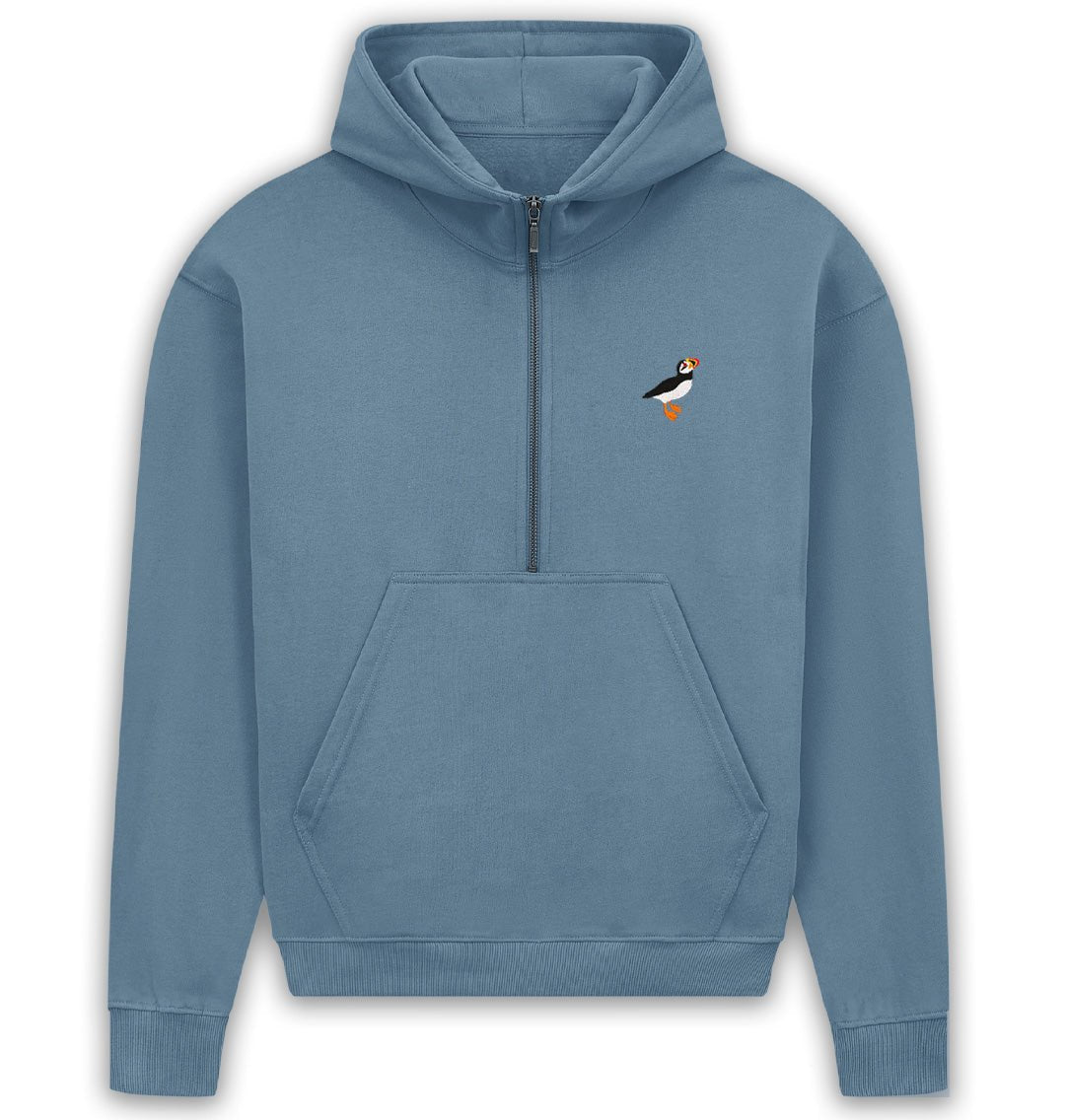 Puffin Womens Half - Zip Hoodie - Blue Panda