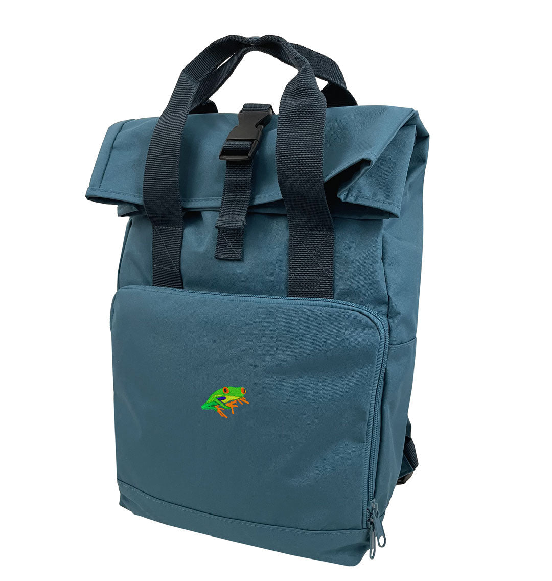 Red-Eyed Tree Frog Everyday Roll-top Recycled Backpack - Blue Panda