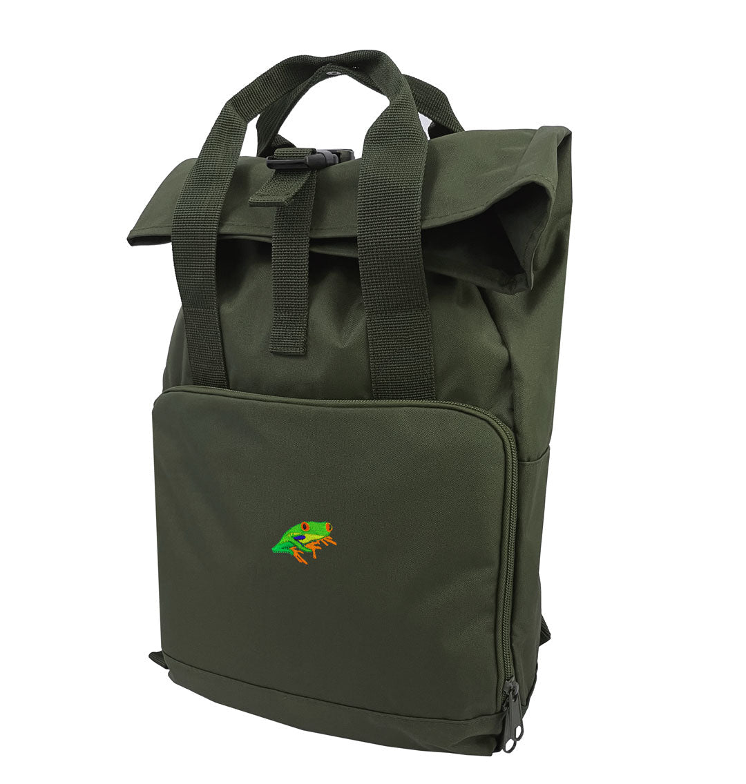 Red-Eyed Tree Frog Everyday Roll-top Recycled Backpack - Blue Panda