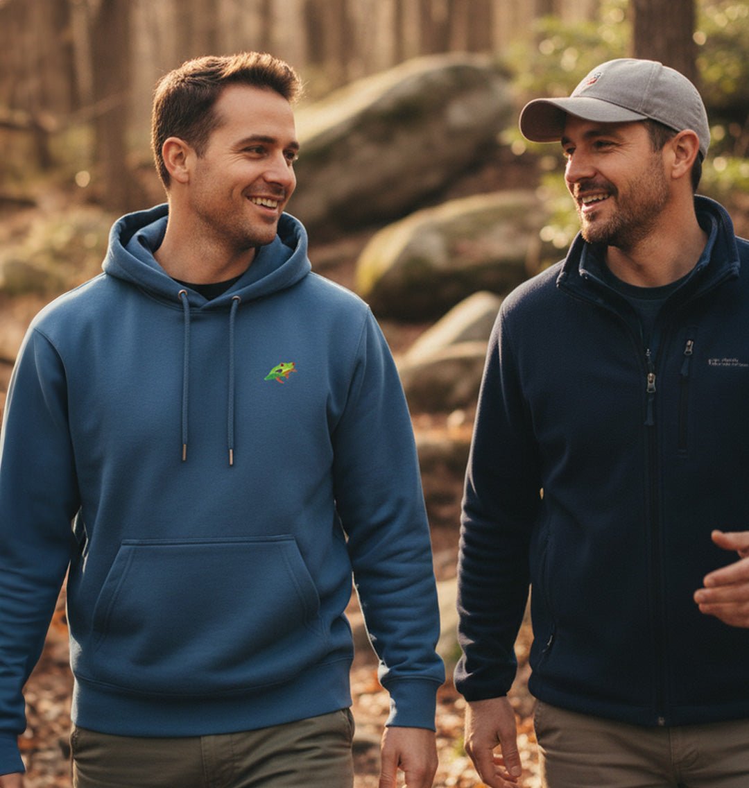 Red - Eyed Tree Frog Mens Hoodie - Blue Panda