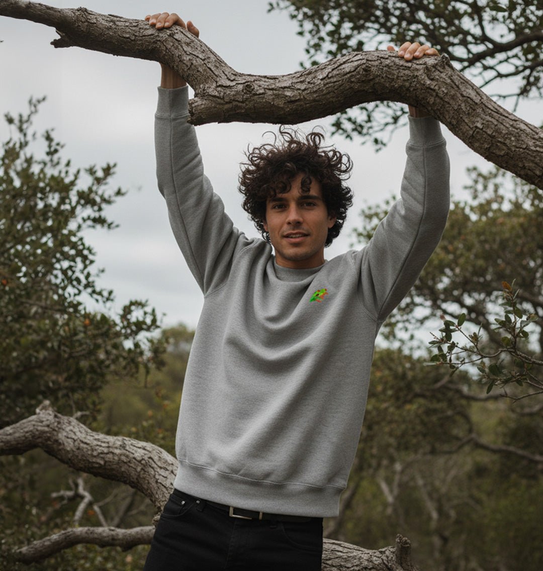 Red - Eyed Tree Frog Mens Sweatshirt - Blue Panda