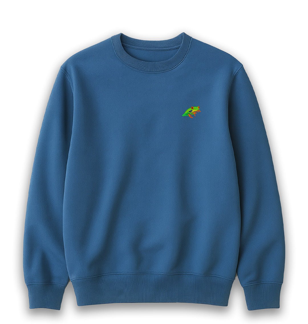Red - Eyed Tree Frog Womens Sweatshirt - Unisex - Blue Panda
