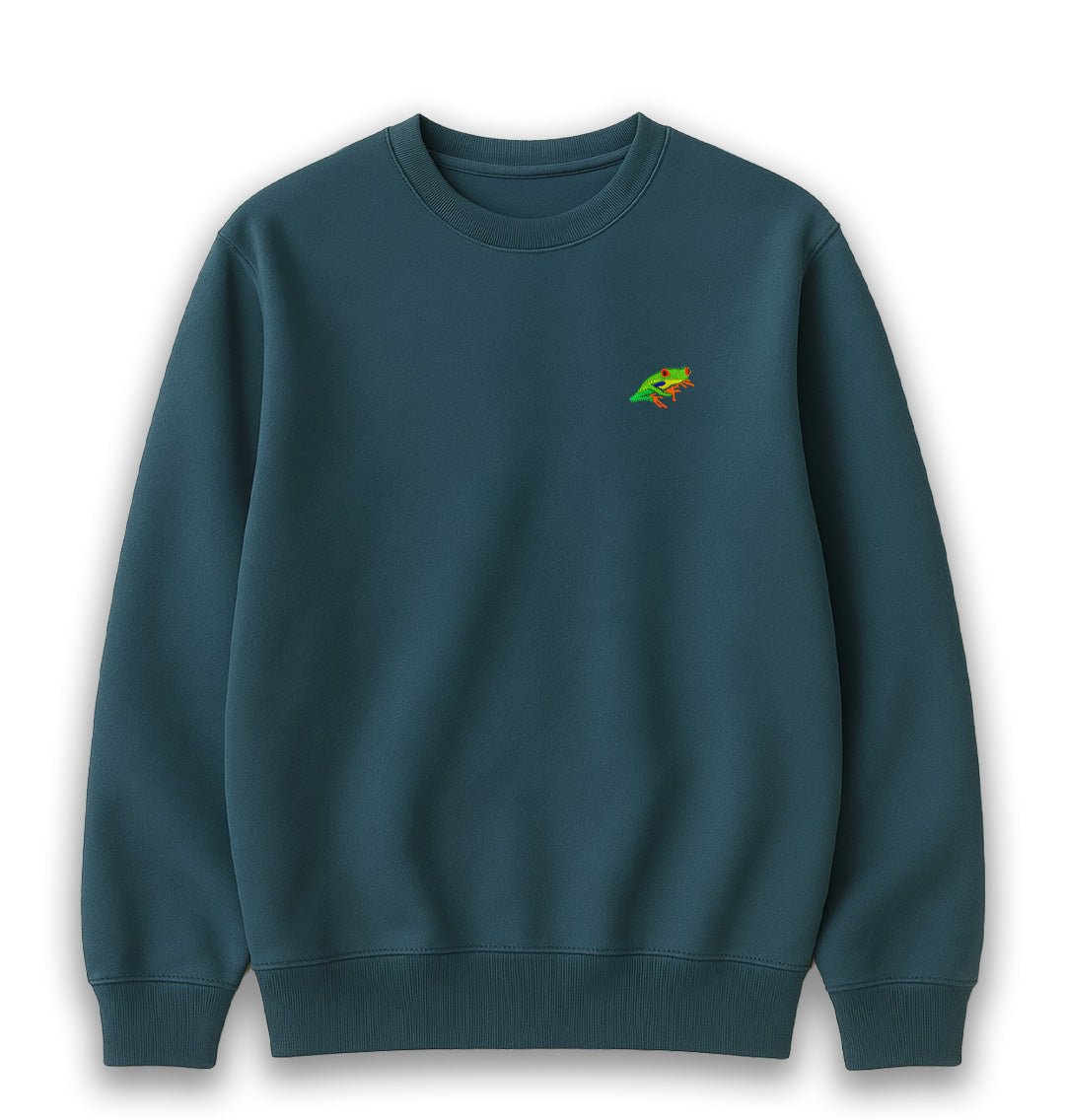 Red - Eyed Tree Frog Womens Sweatshirt - Unisex - Blue Panda