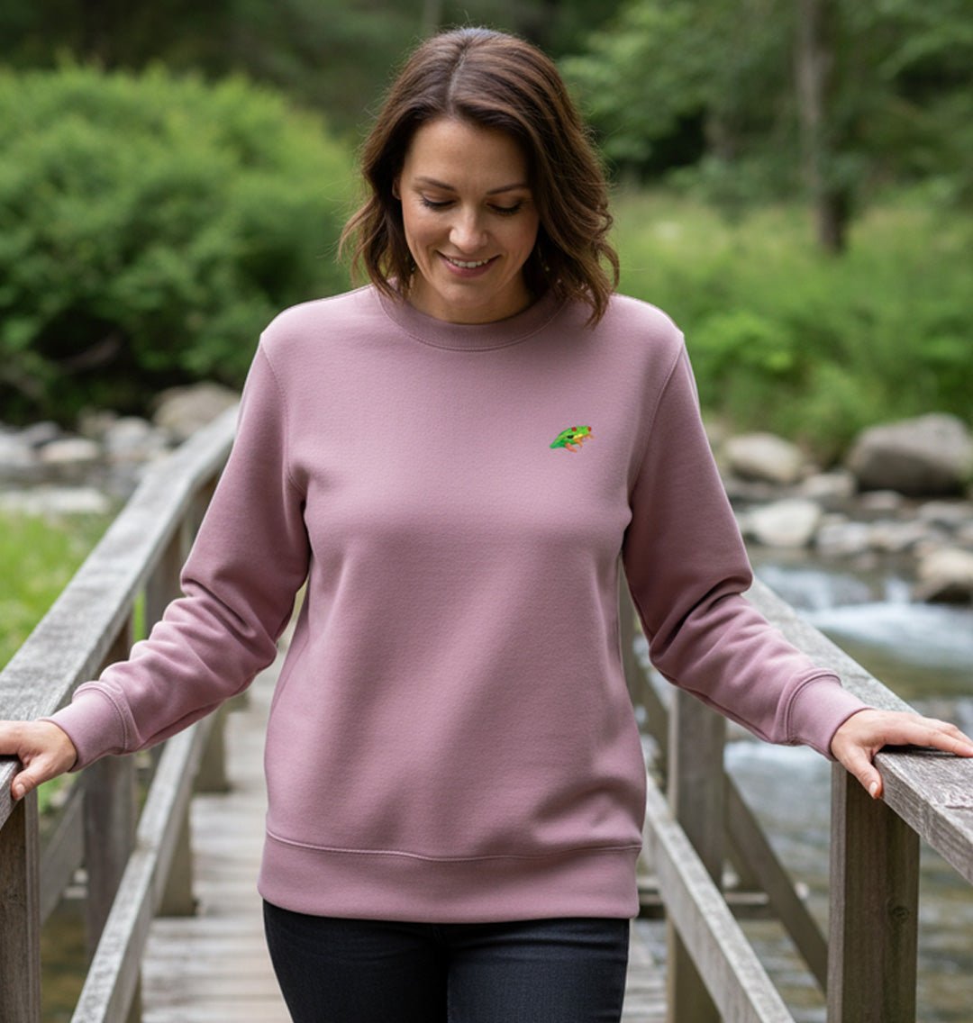 Red - Eyed Tree Frog Womens Sweatshirt - Unisex - Blue Panda