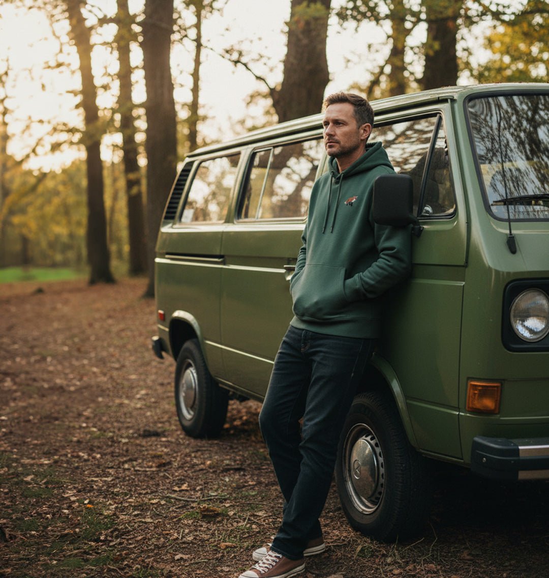 Red Fox Mens Hoodie - Blue Panda