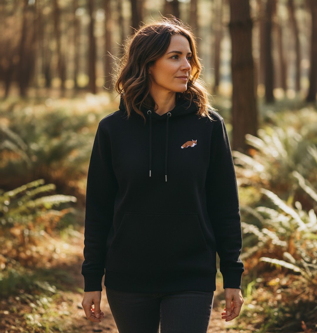 Red Fox Womens Hoodie - Unisex - Blue Panda