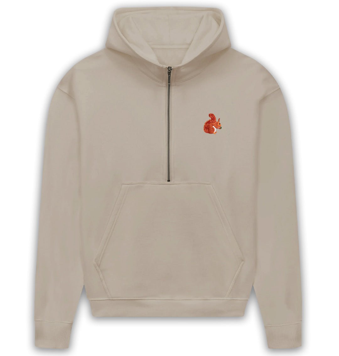 Red Squirrel Womens Half - Zip Hoodie - Blue Panda