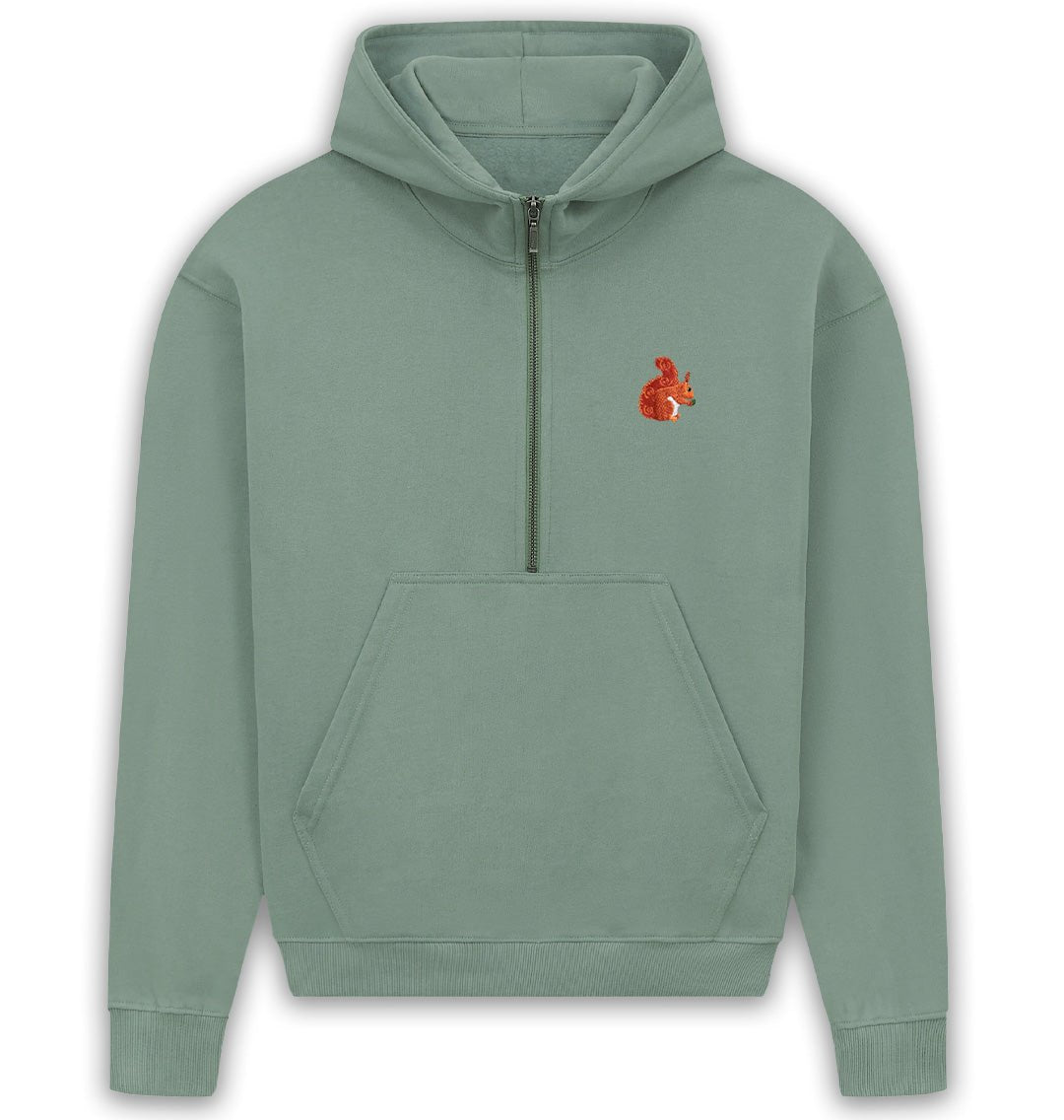 Red Squirrel Womens Half - Zip Hoodie - Blue Panda