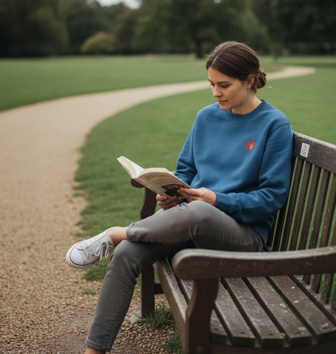 Red Squirrel Womens Sweatshirt - Unisex - Blue Panda