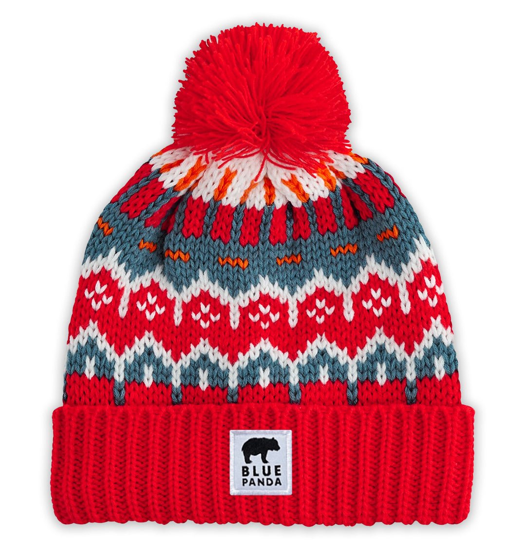Red/Blue Alpine Bobble Hat - Blue Panda