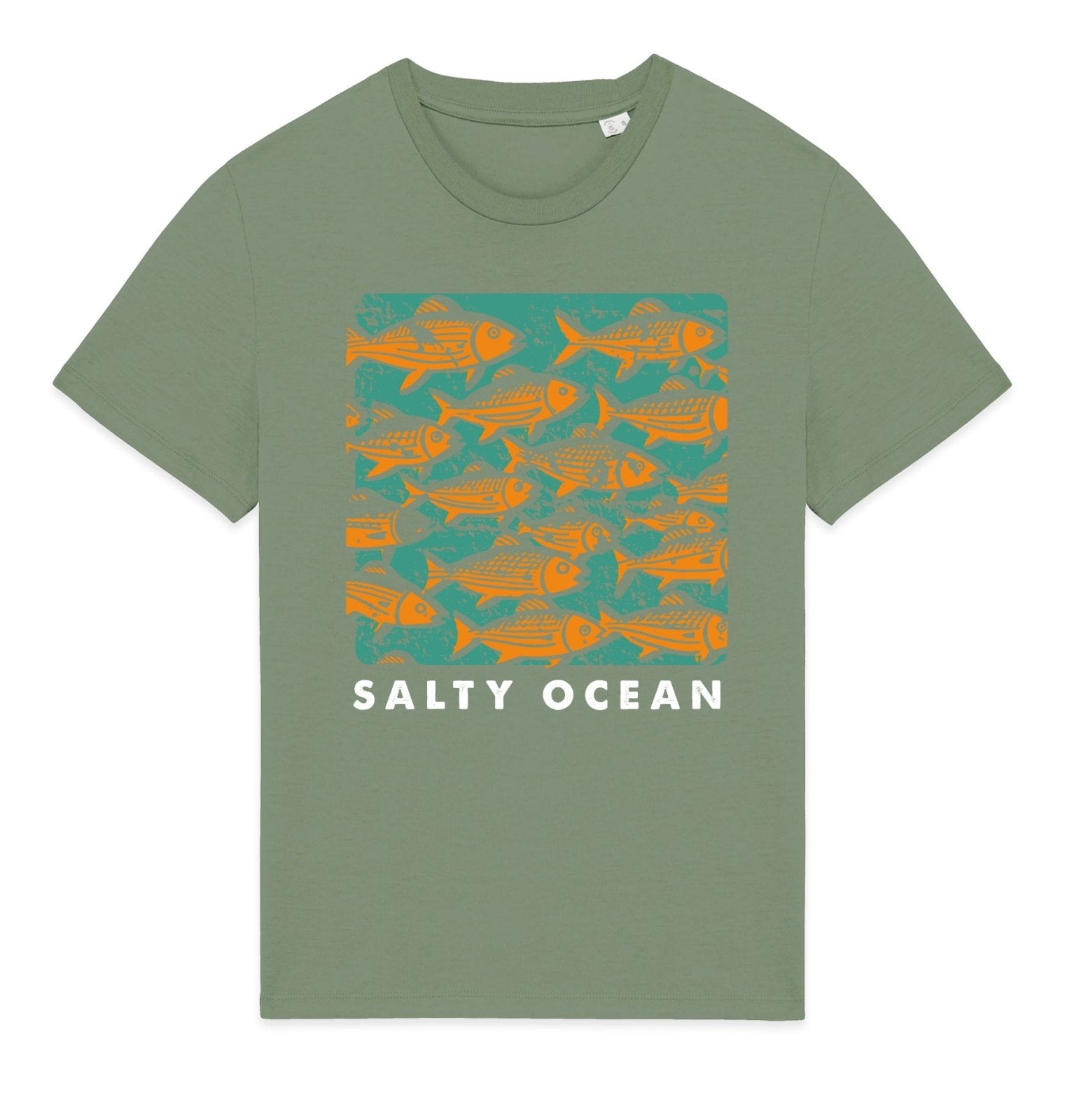 Salty Ocean Front Print Mens T-shirt - Blue Panda