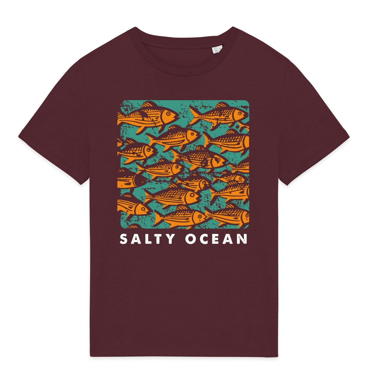 Salty Ocean Front Print Mens T-shirt - Blue Panda