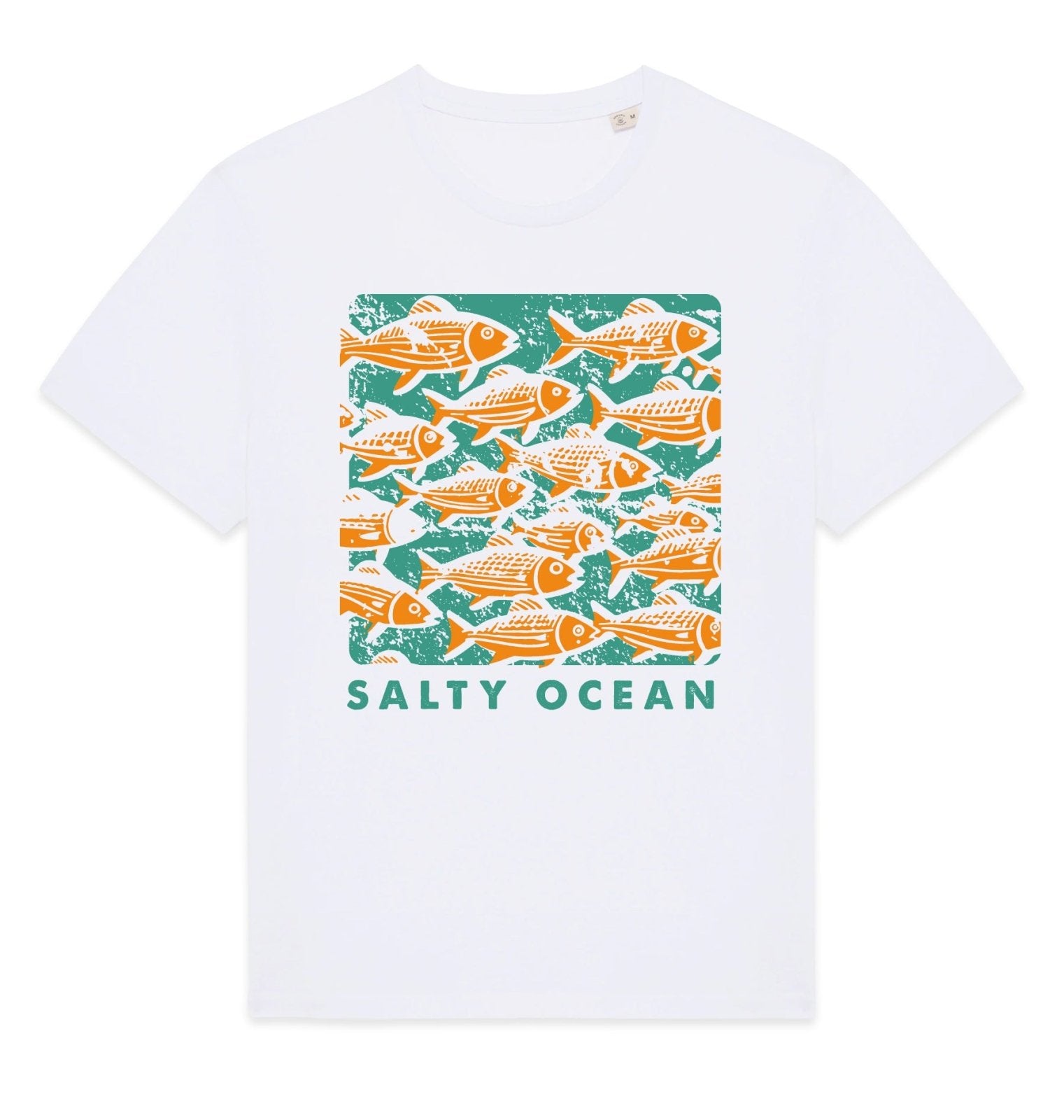 Salty Ocean Front Print Womens T-shirt - Blue Panda