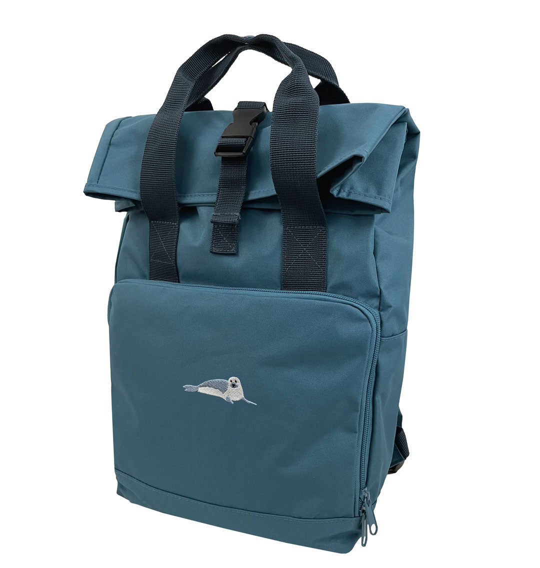 Seal Everyday Roll-top Recycled Backpack - Blue Panda
