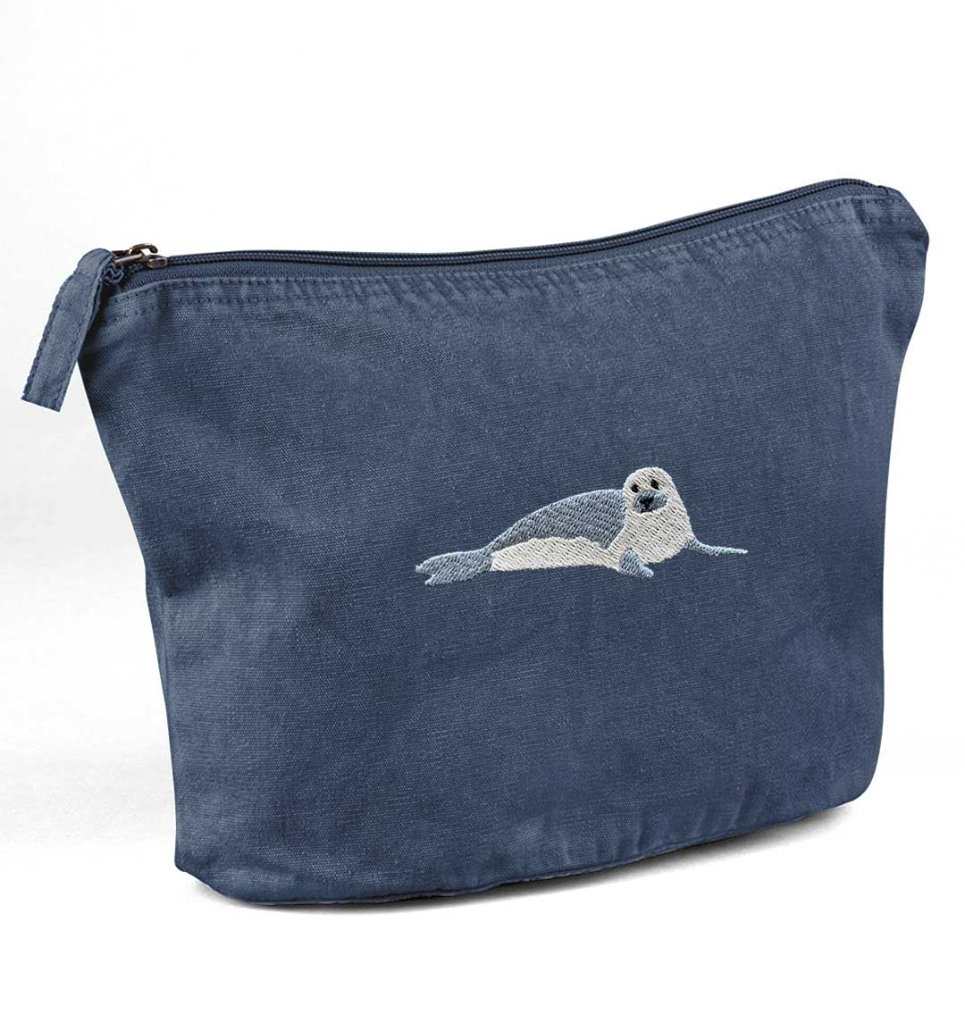 Seal Recycled Cotton Accessory Pouch - Blue Panda