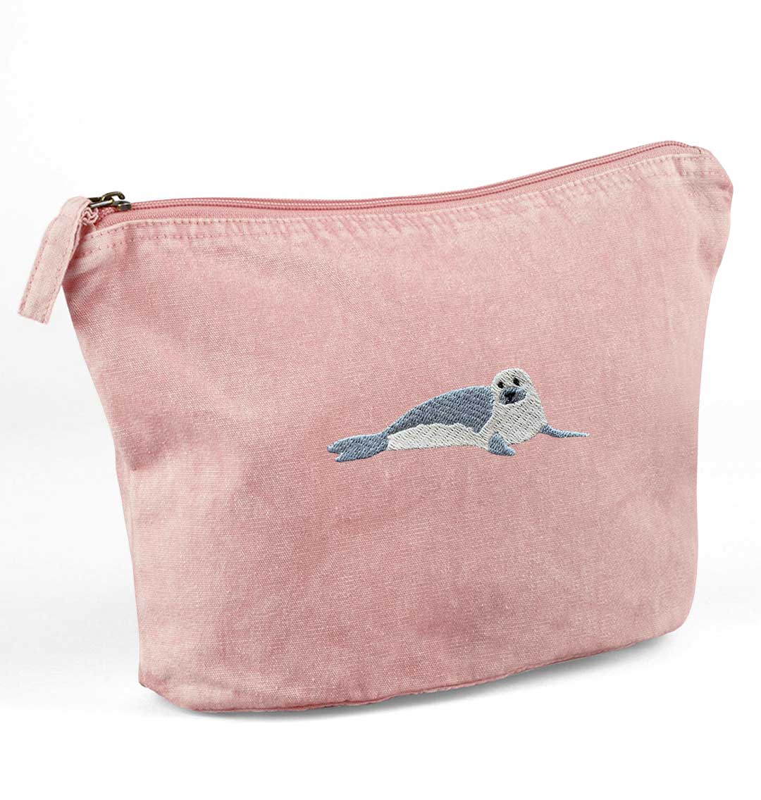 Seal Recycled Cotton Accessory Pouch - Blue Panda