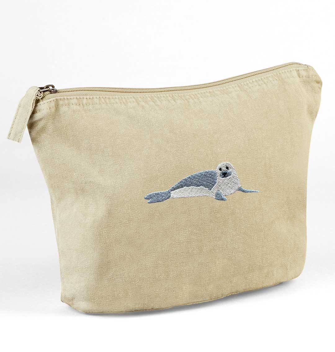 Seal Recycled Cotton Accessory Pouch - Blue Panda