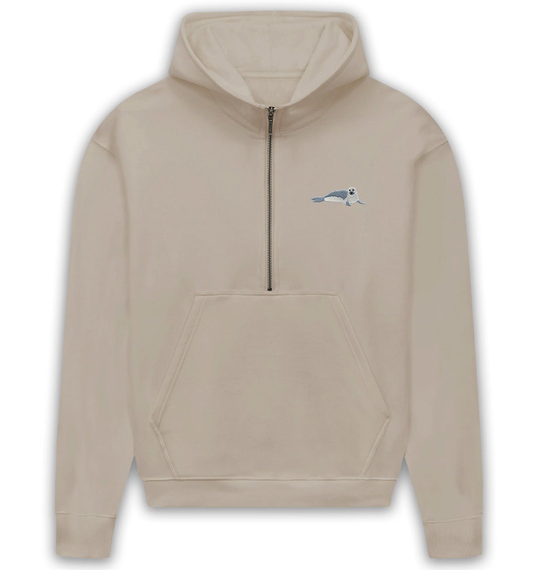 Seal Womens Half - Zip Hoodie - Blue Panda