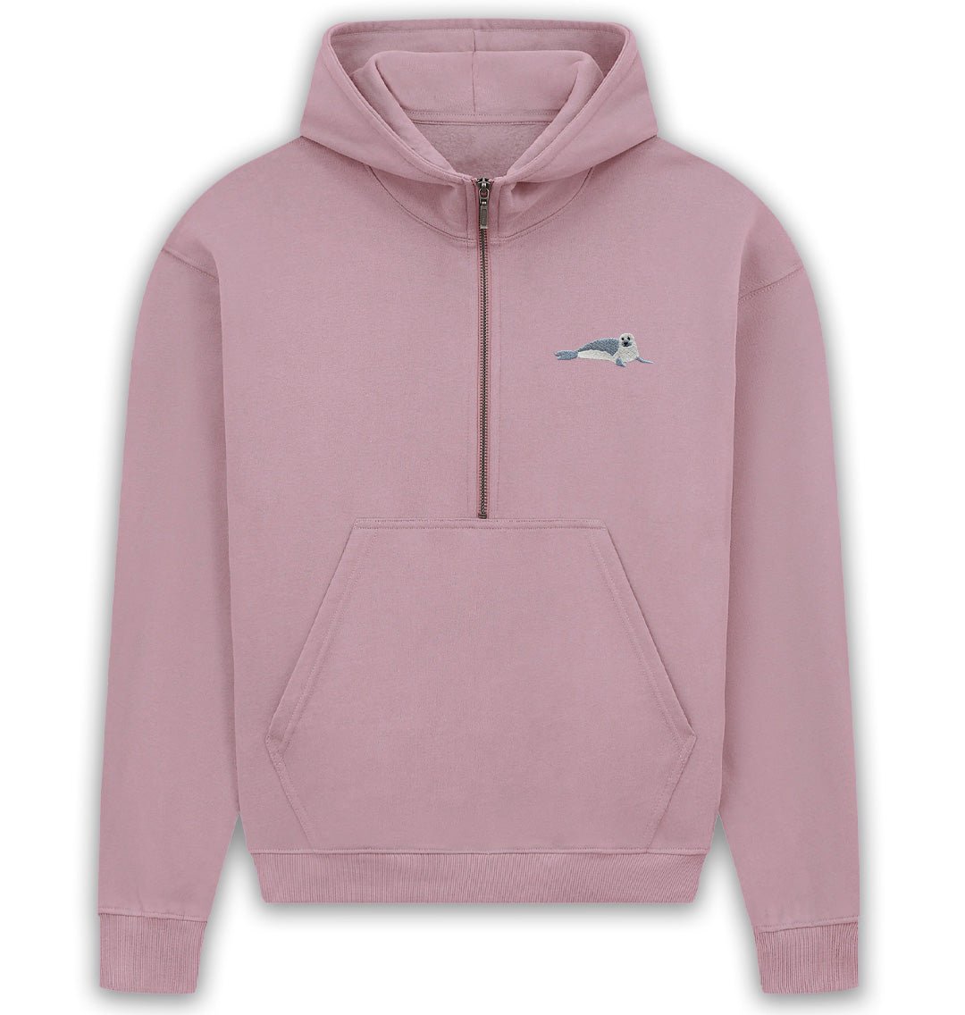 Seal Womens Half - Zip Hoodie - Blue Panda