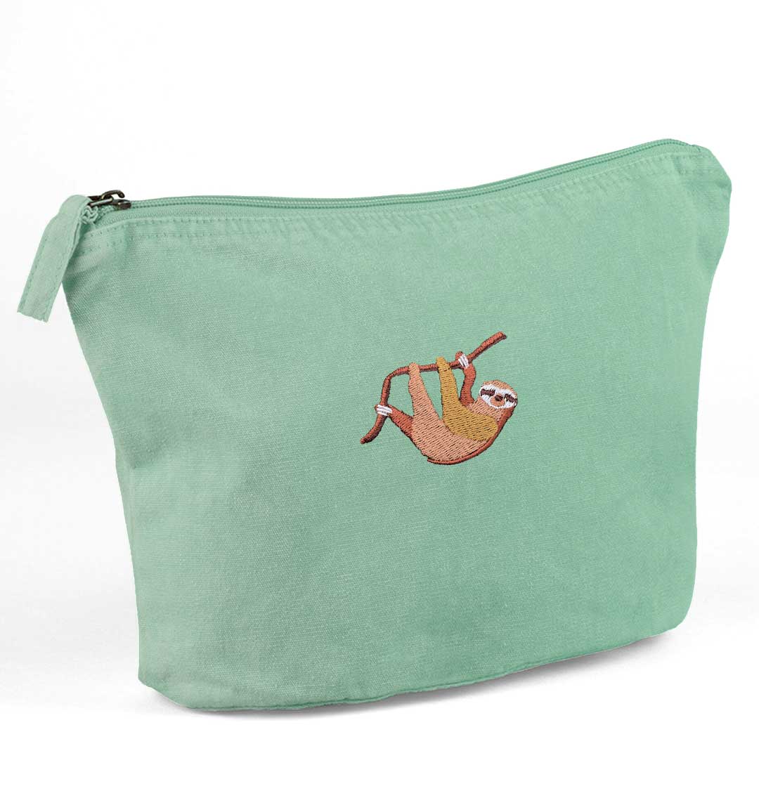 Sloth Recycled Cotton Accessory Pouch - Blue Panda