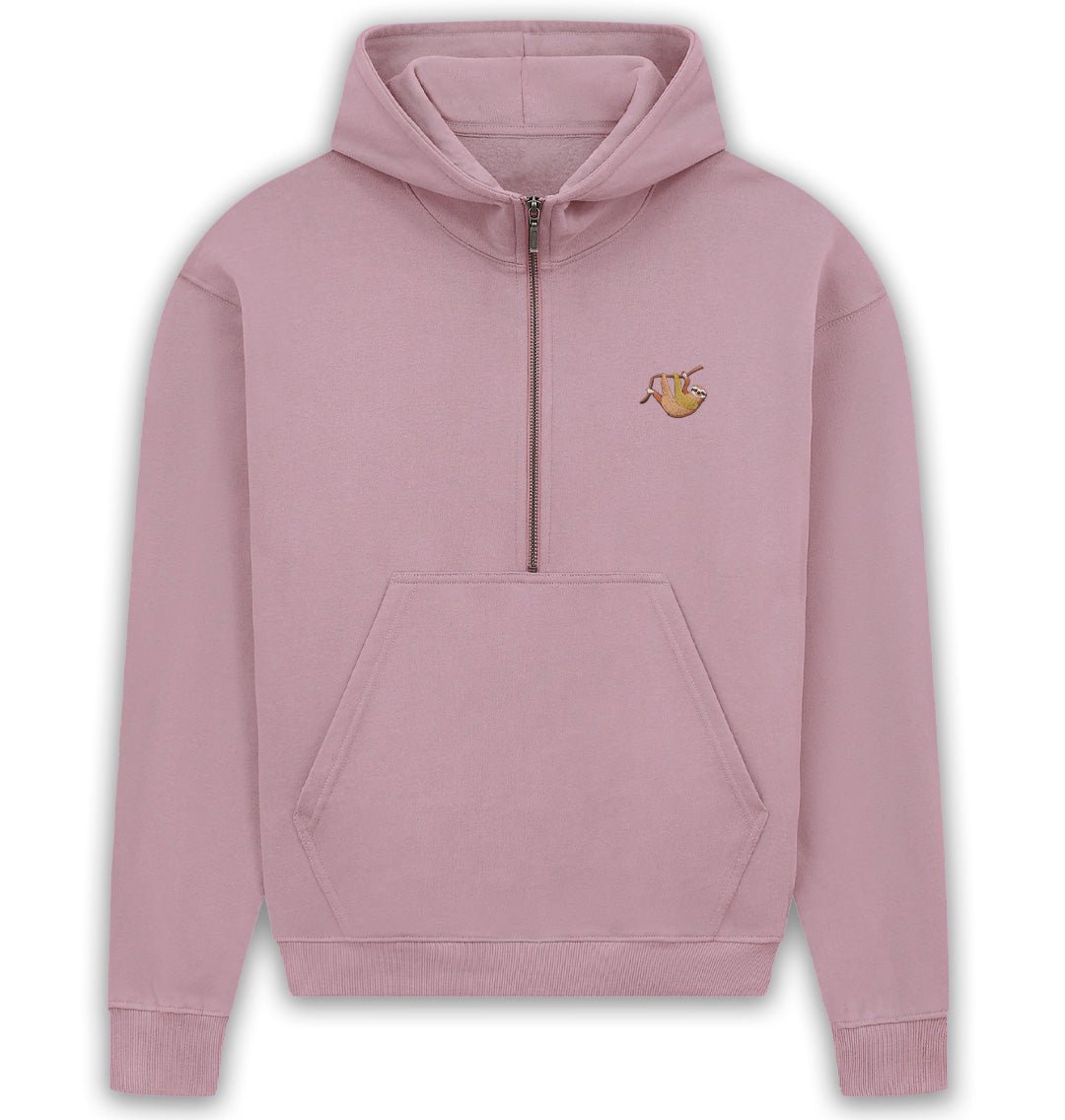 Sloth Womens Half - Zip Hoodie - Blue Panda