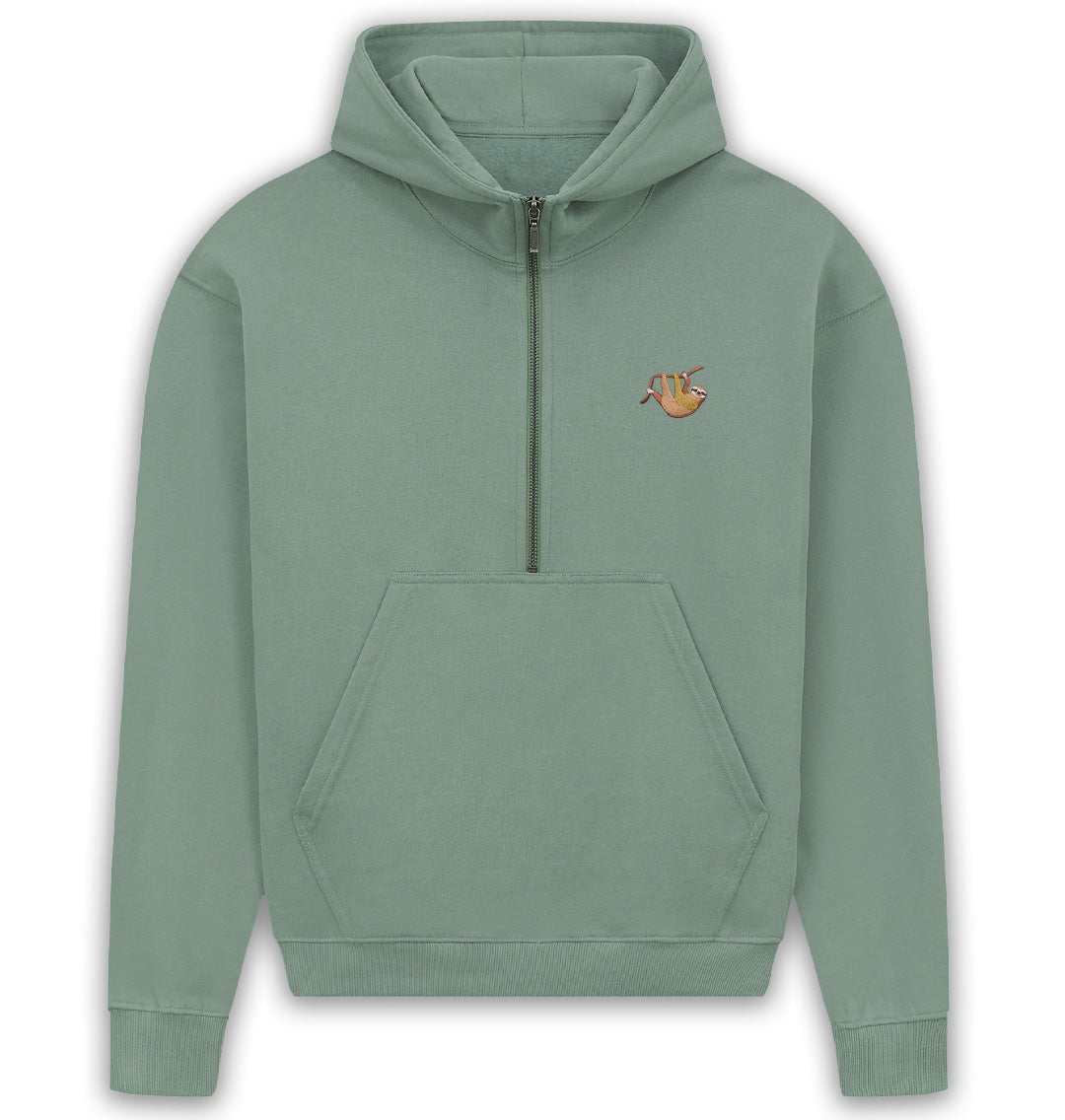 Sloth Womens Half - Zip Hoodie - Blue Panda