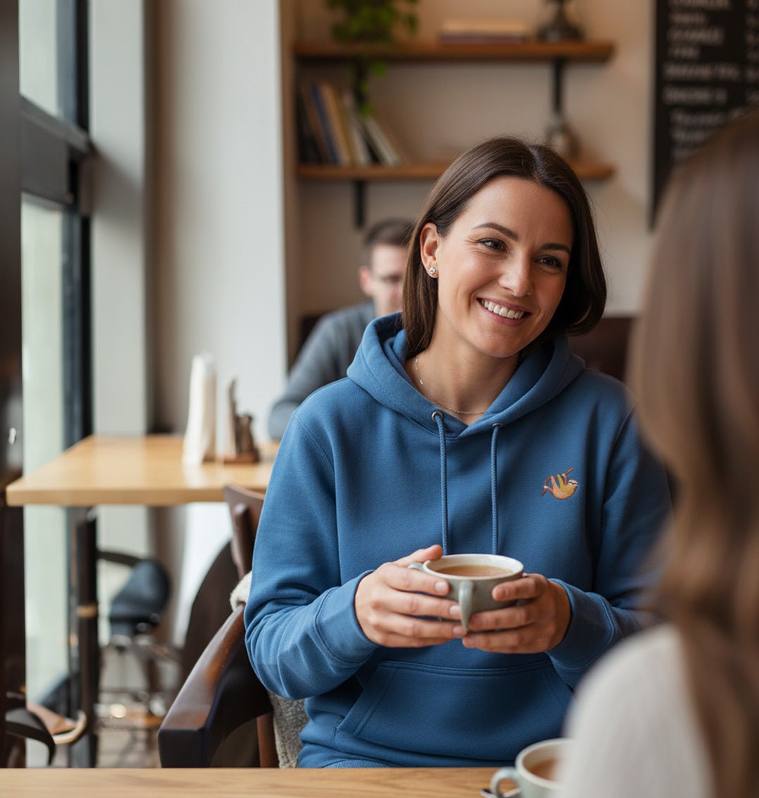 Sloth Womens Hoodie - Unisex - Blue Panda