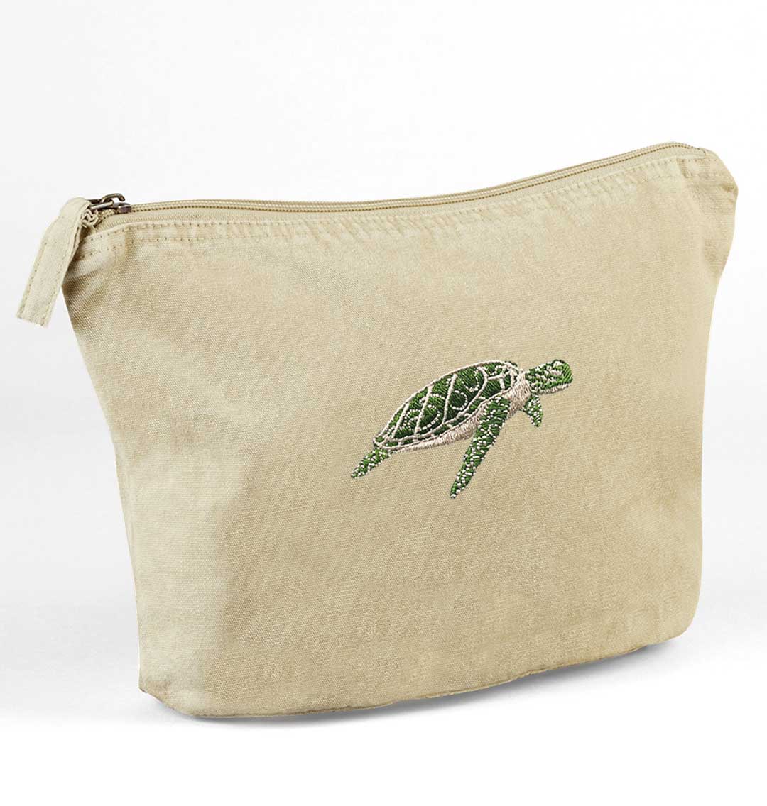 Turtle Recycled Cotton Accessory Pouch - Blue Panda