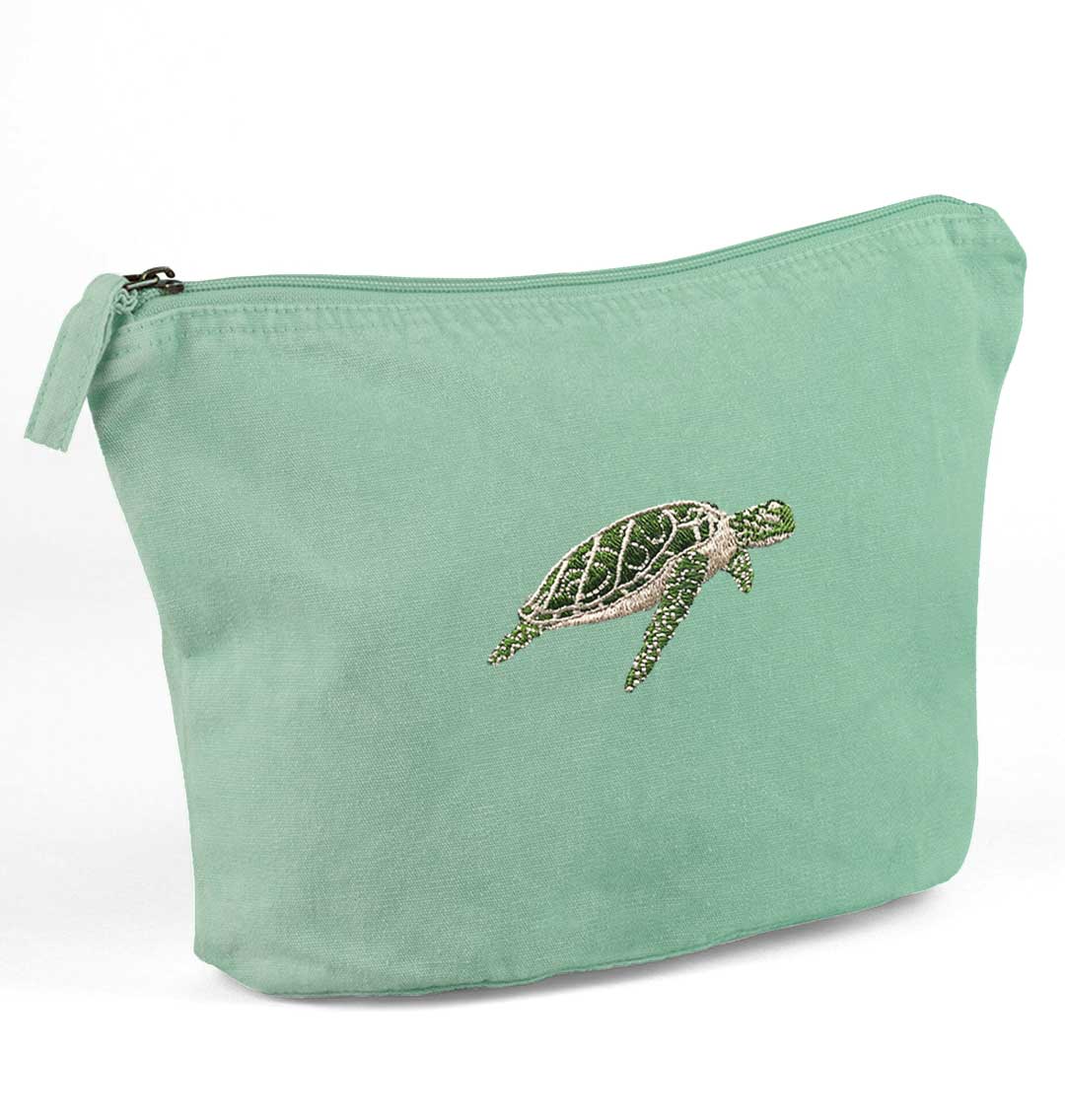 Turtle Recycled Cotton Accessory Pouch - Blue Panda