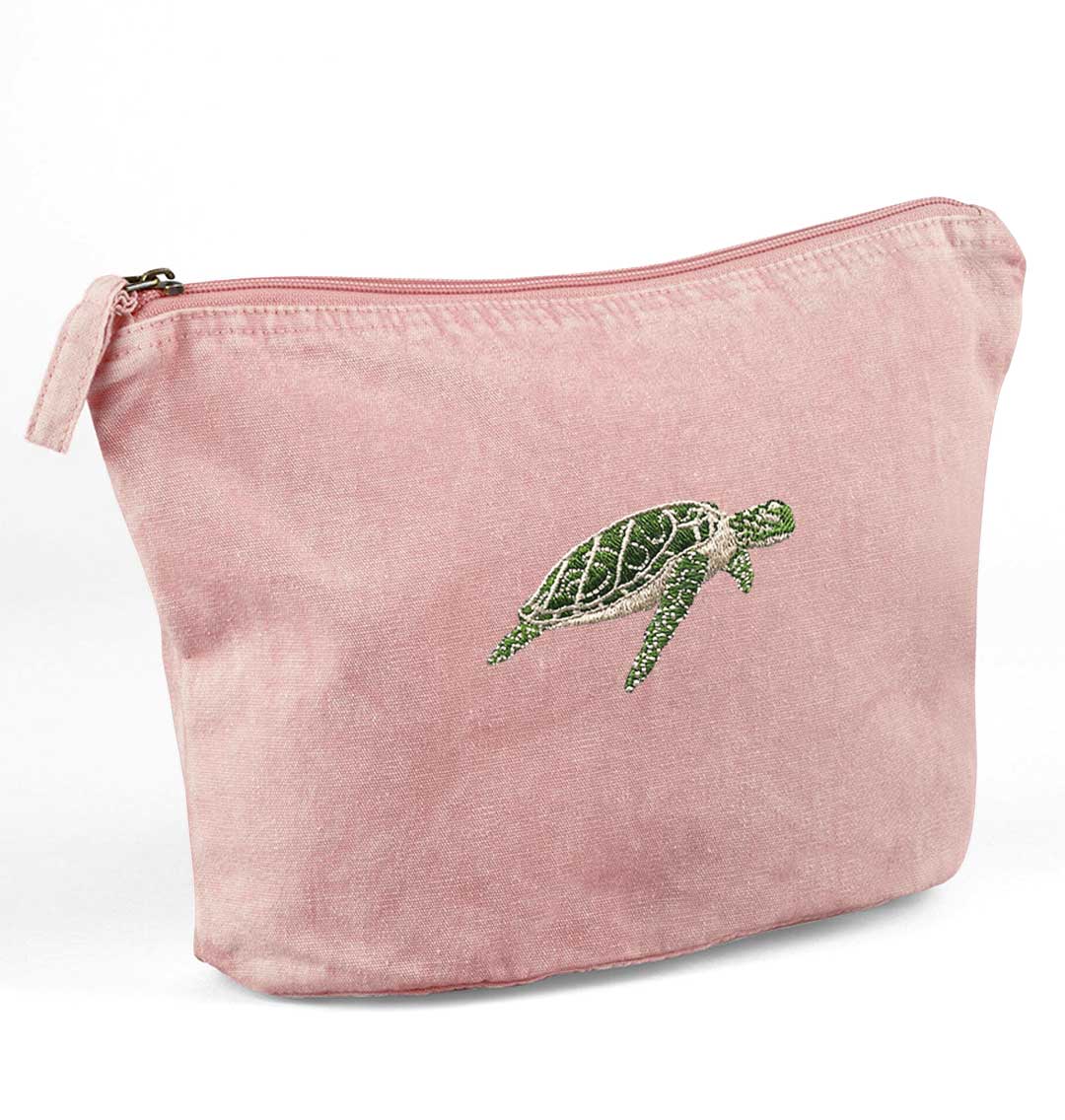 Turtle Recycled Cotton Accessory Pouch - Blue Panda