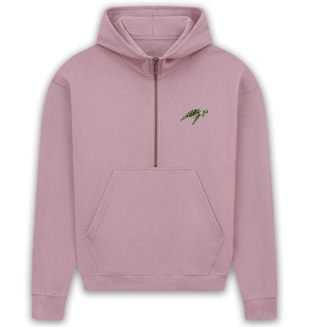 Turtle Womens Half - Zip Hoodie - Blue Panda