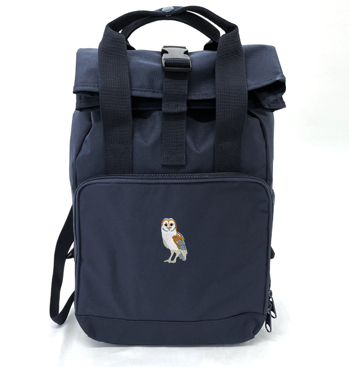 Barn Owl Mini Roll-top Recycled Backpack - Blue Panda