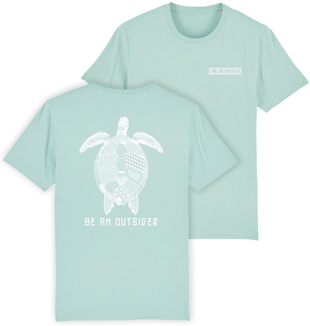Be An Outsider Aztec Turtle Mens T-shirt - Blue Panda