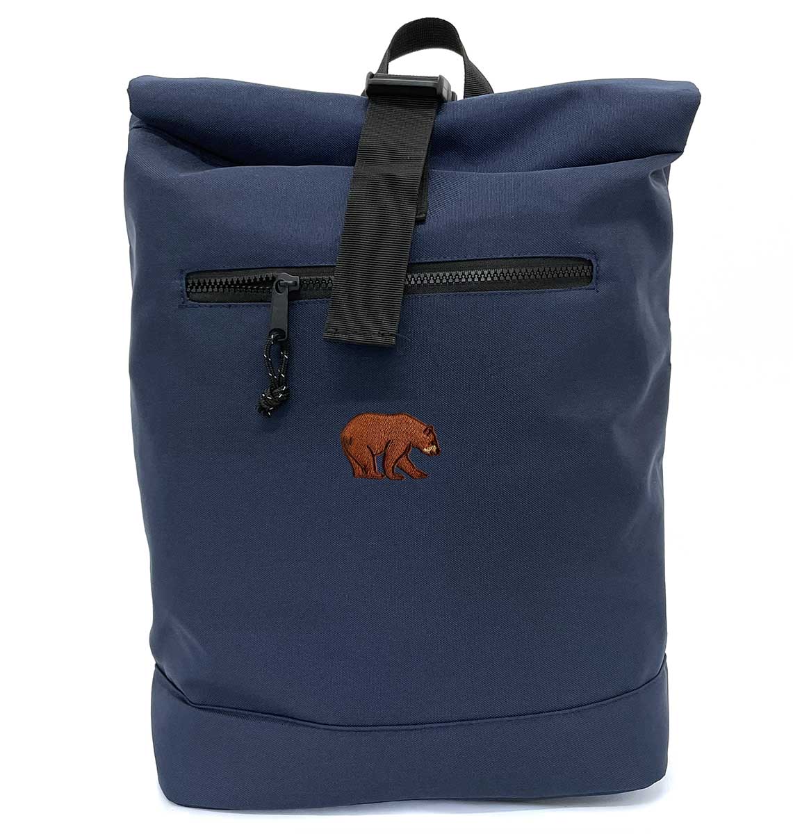 Bear Beach Roll-top Recycled Backpack - Blue Panda