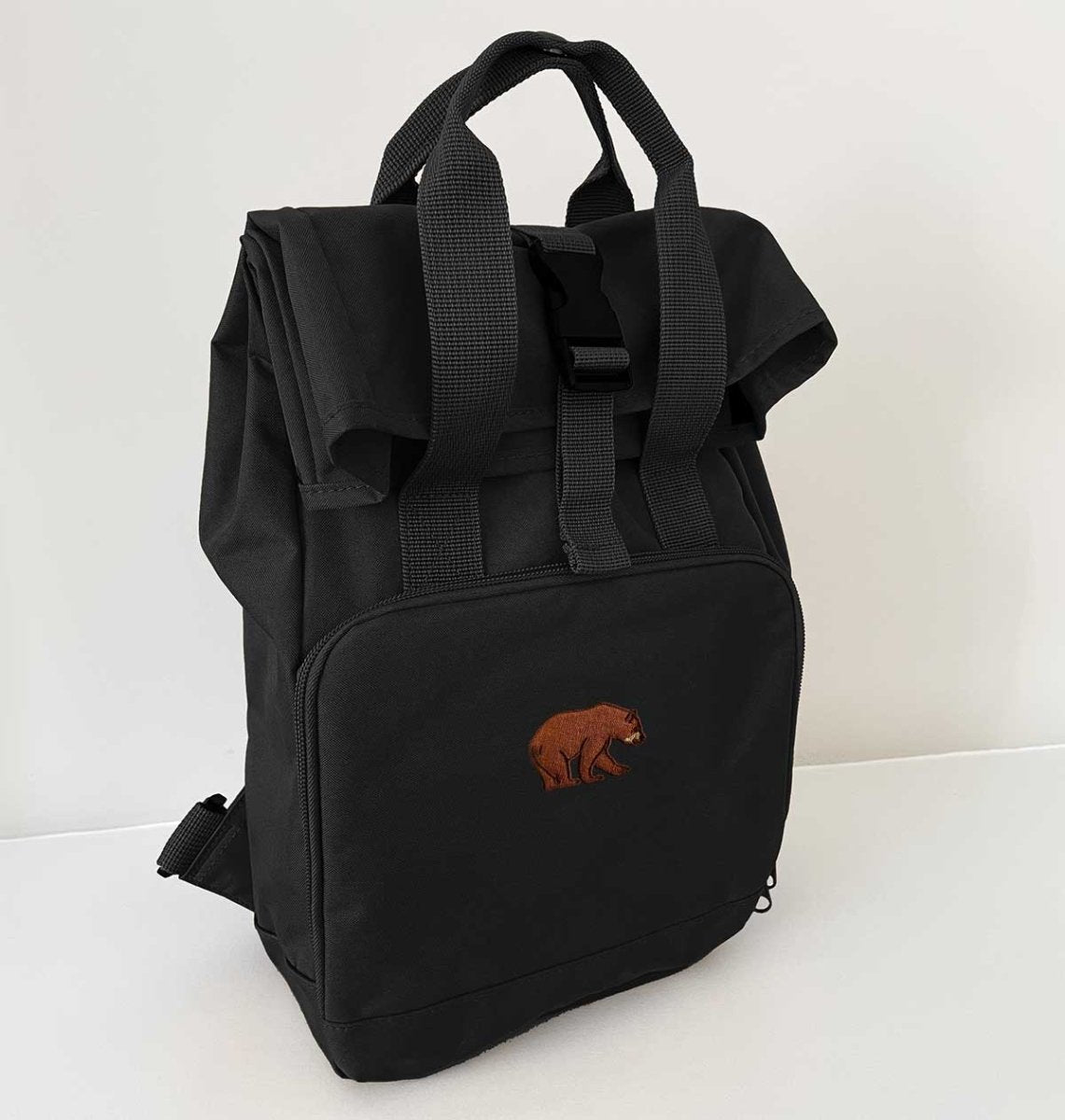 Bear Mini Roll-top Recycled Backpack - Blue Panda