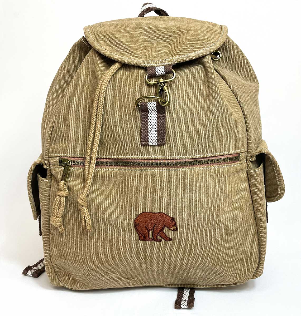 Bear Vintage Canvas Backpack - Blue Panda