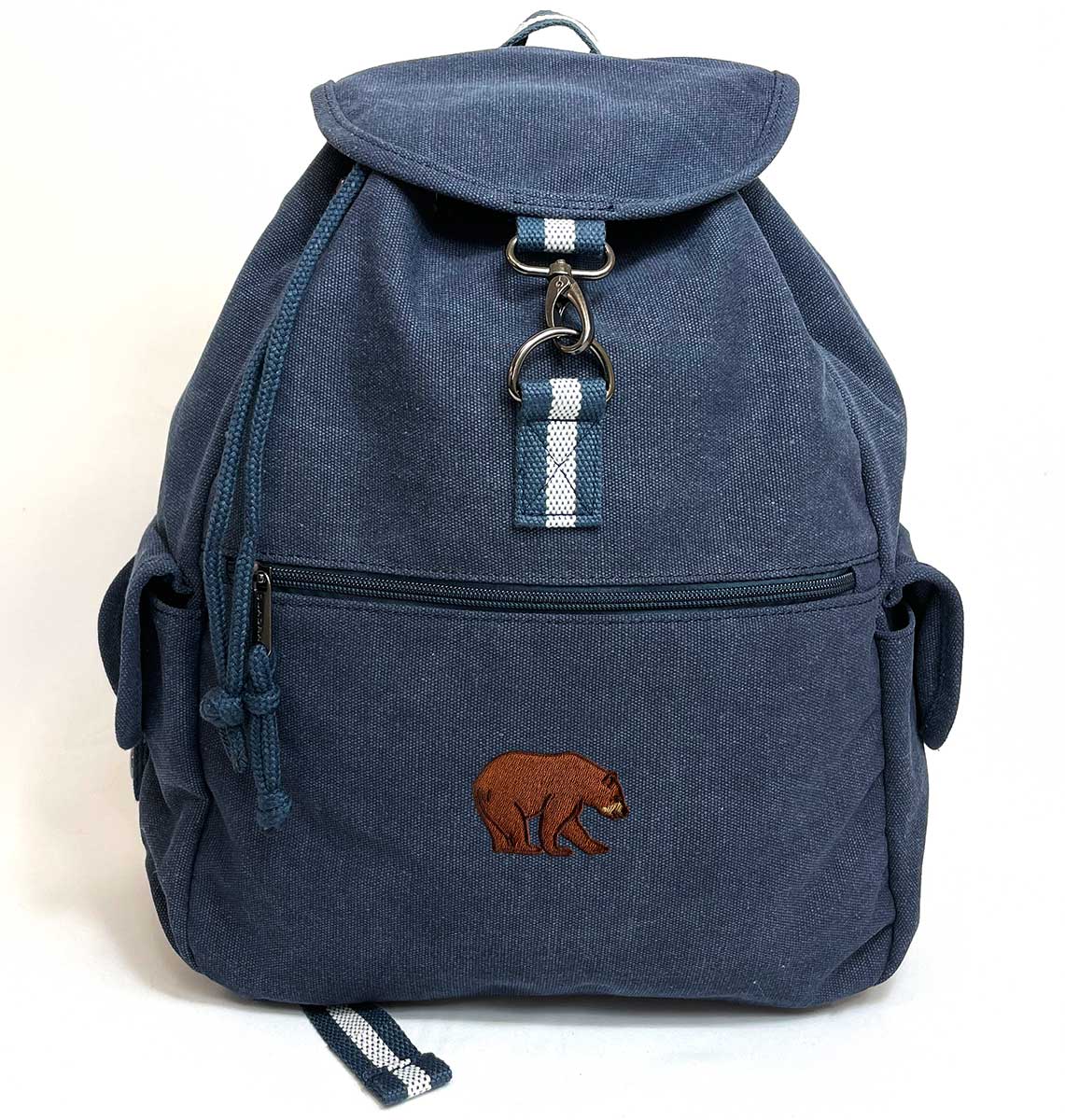 Bear Vintage Canvas Backpack - Blue Panda