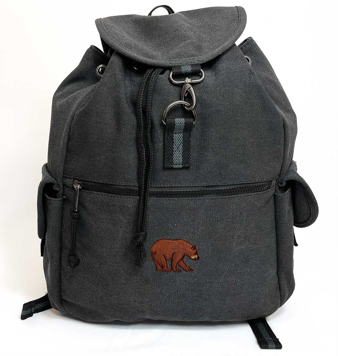 Bear Vintage Canvas Backpack - Blue Panda