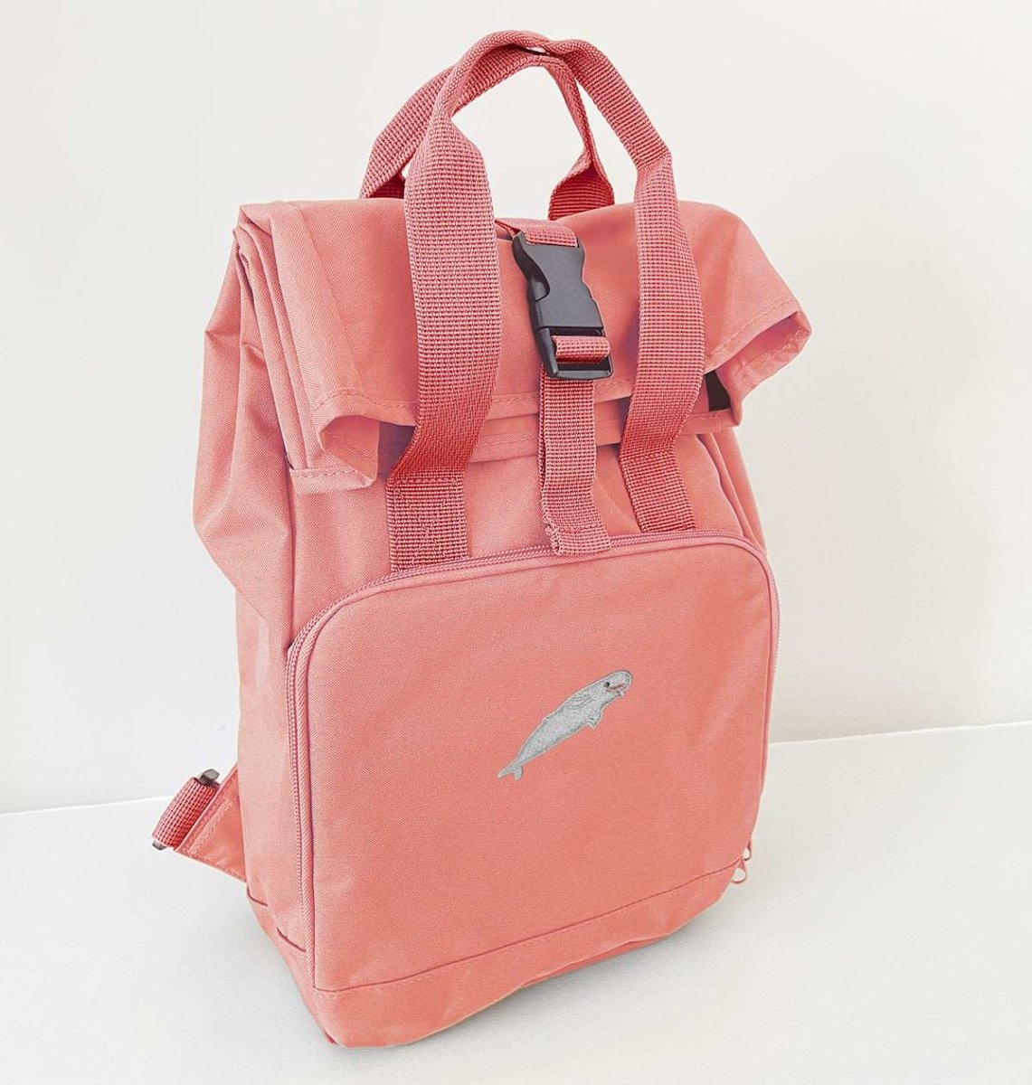 Beluga Whale Mini Roll-top Recycled Backpack - Blue Panda