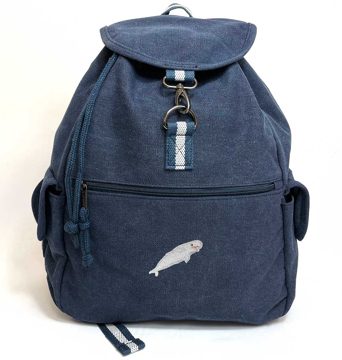 Beluga Whale Vintage Canvas Backpack - Blue Panda