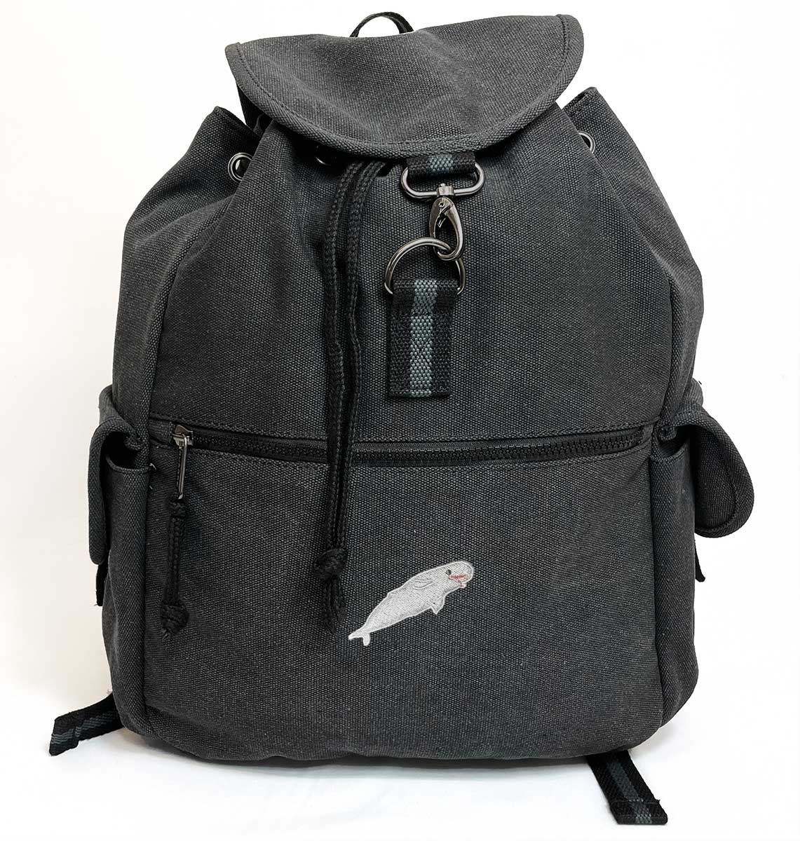 Beluga Whale Vintage Canvas Backpack - Blue Panda