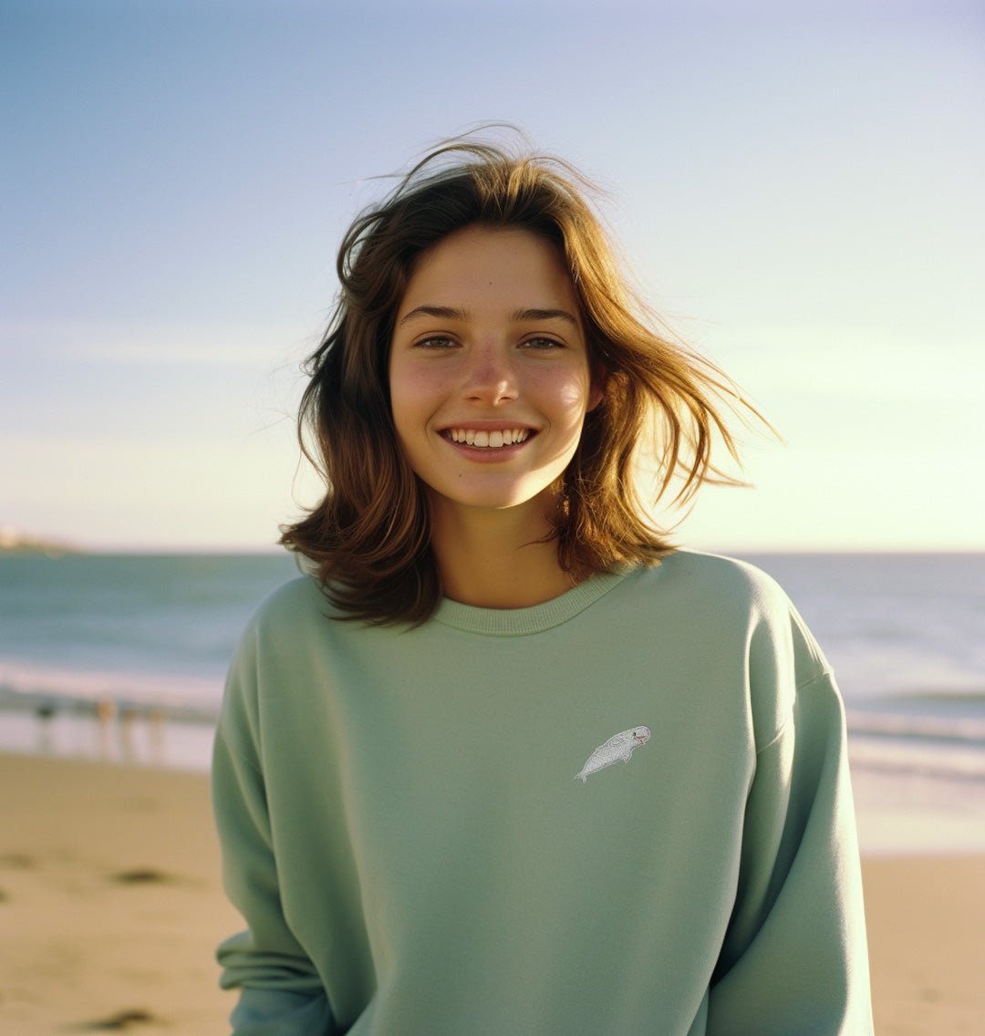 Beluga Whale Womens Sweatshirt - Blue Panda