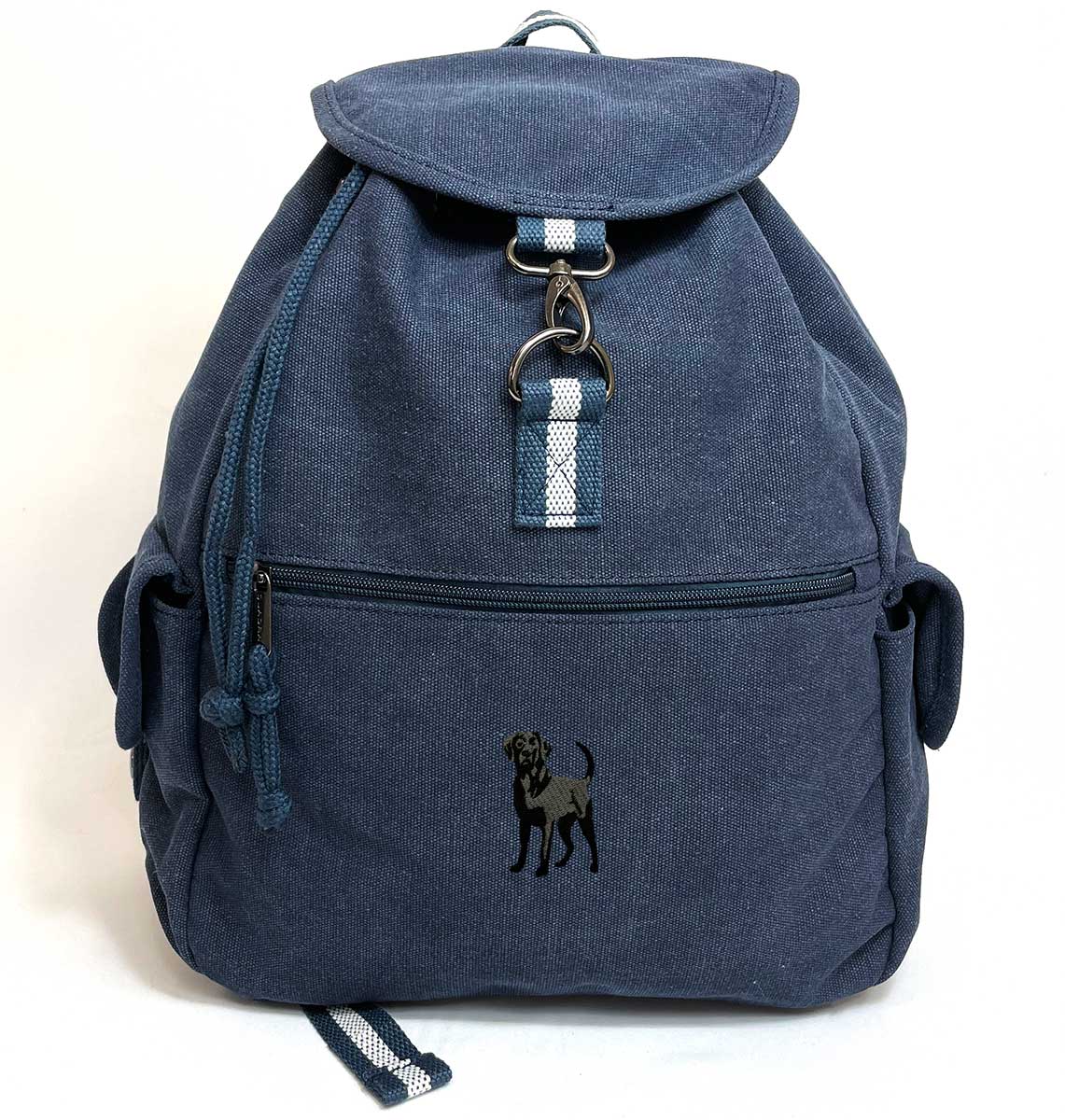 Black Labrador Vintage Canvas Backpack - Blue Panda