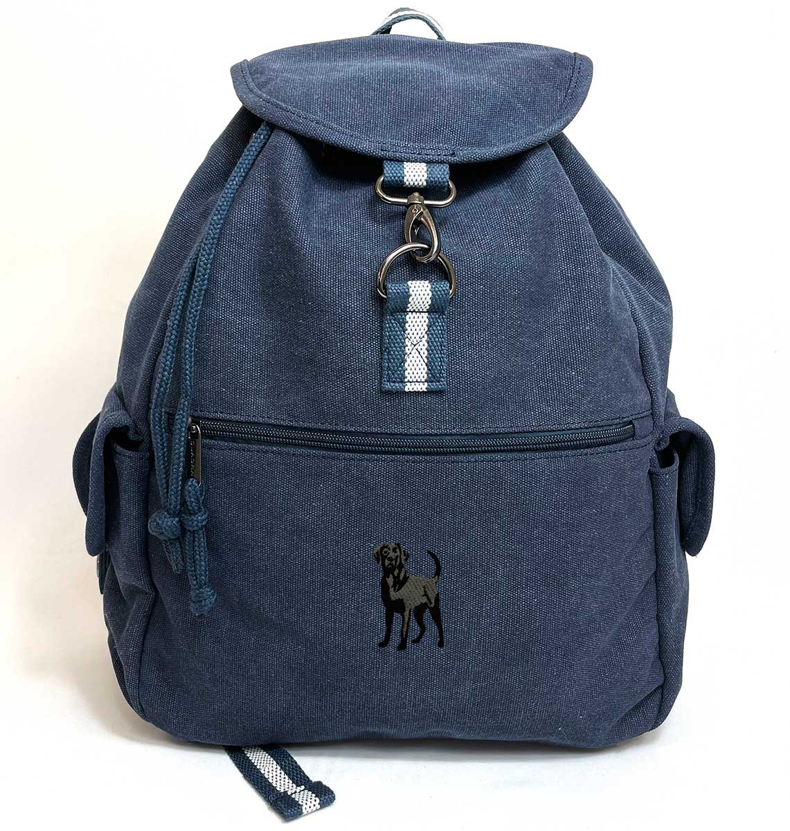 Black Labrador Vintage Canvas Backpack - Blue Panda