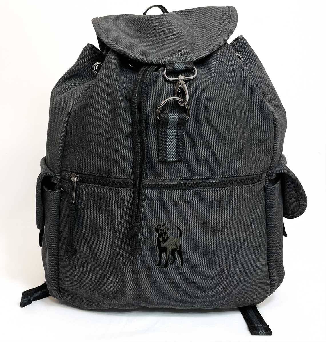 Black Labrador Vintage Canvas Backpack - Blue Panda