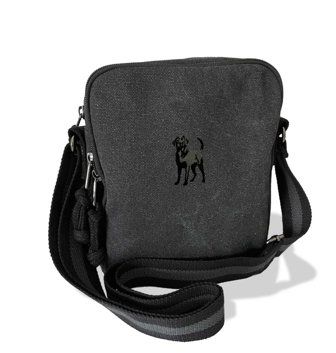 Black Labrador Vintage Canvas Cross-Body Hand Bag Black Labrador