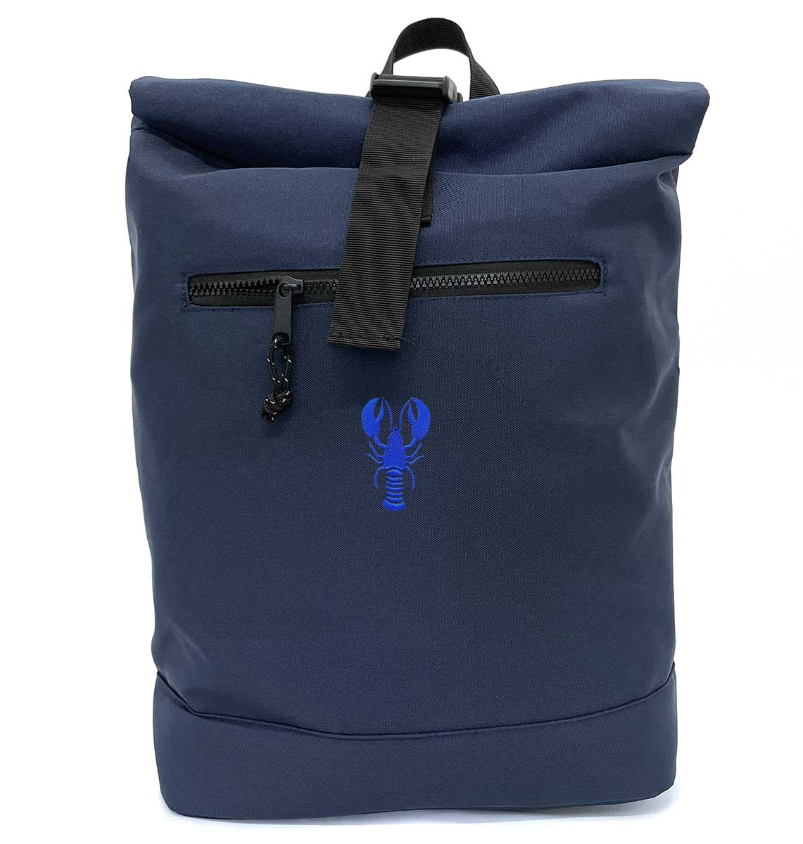 Blue Lobster Beach Roll-top Recycled Backpack - Blue Panda