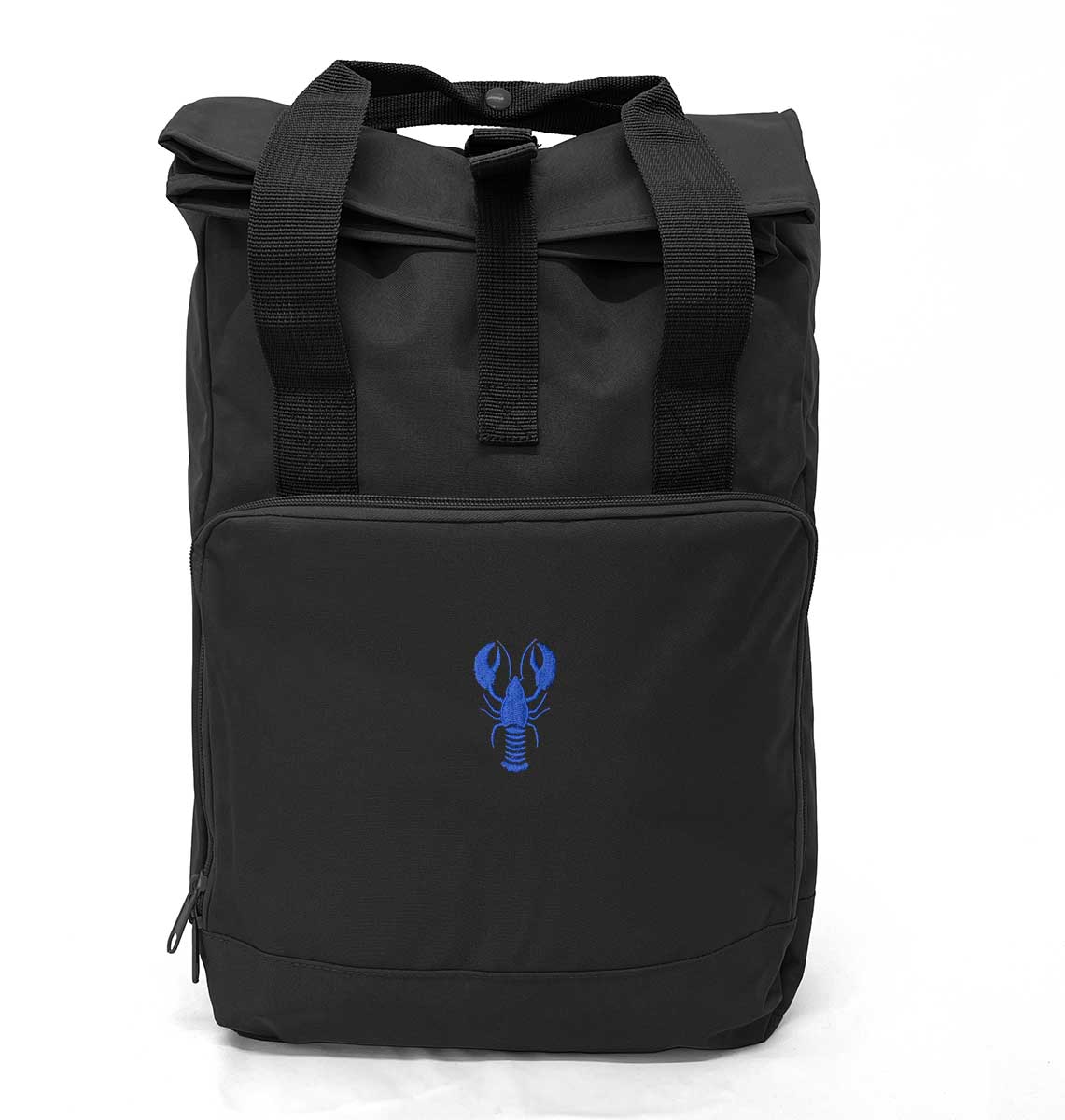 Blue Lobster Large Roll-top Laptop Recycled Backpack - Blue Panda
