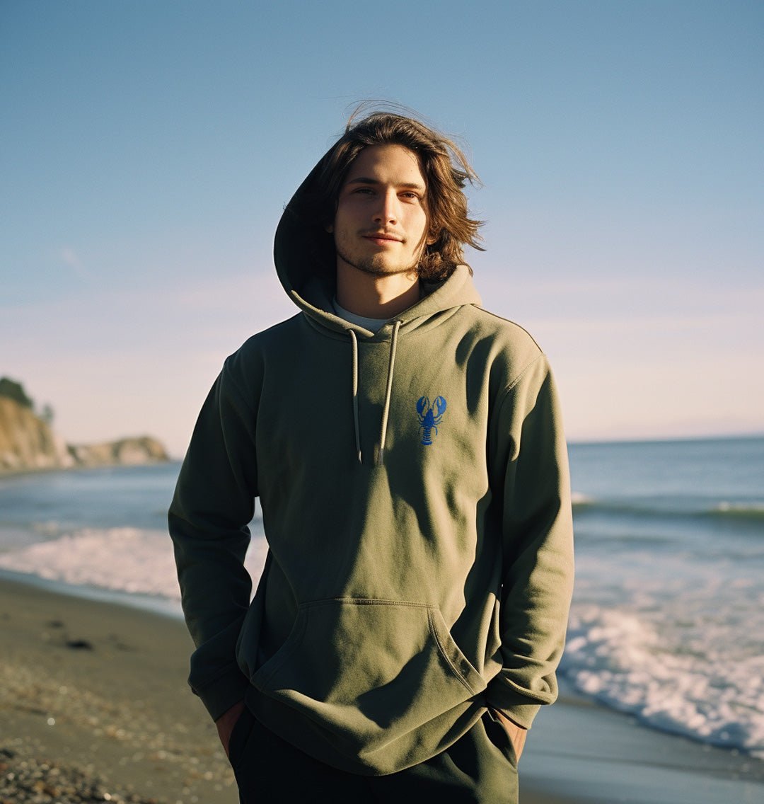 Blue Lobster Mens Hoodie - Blue Panda