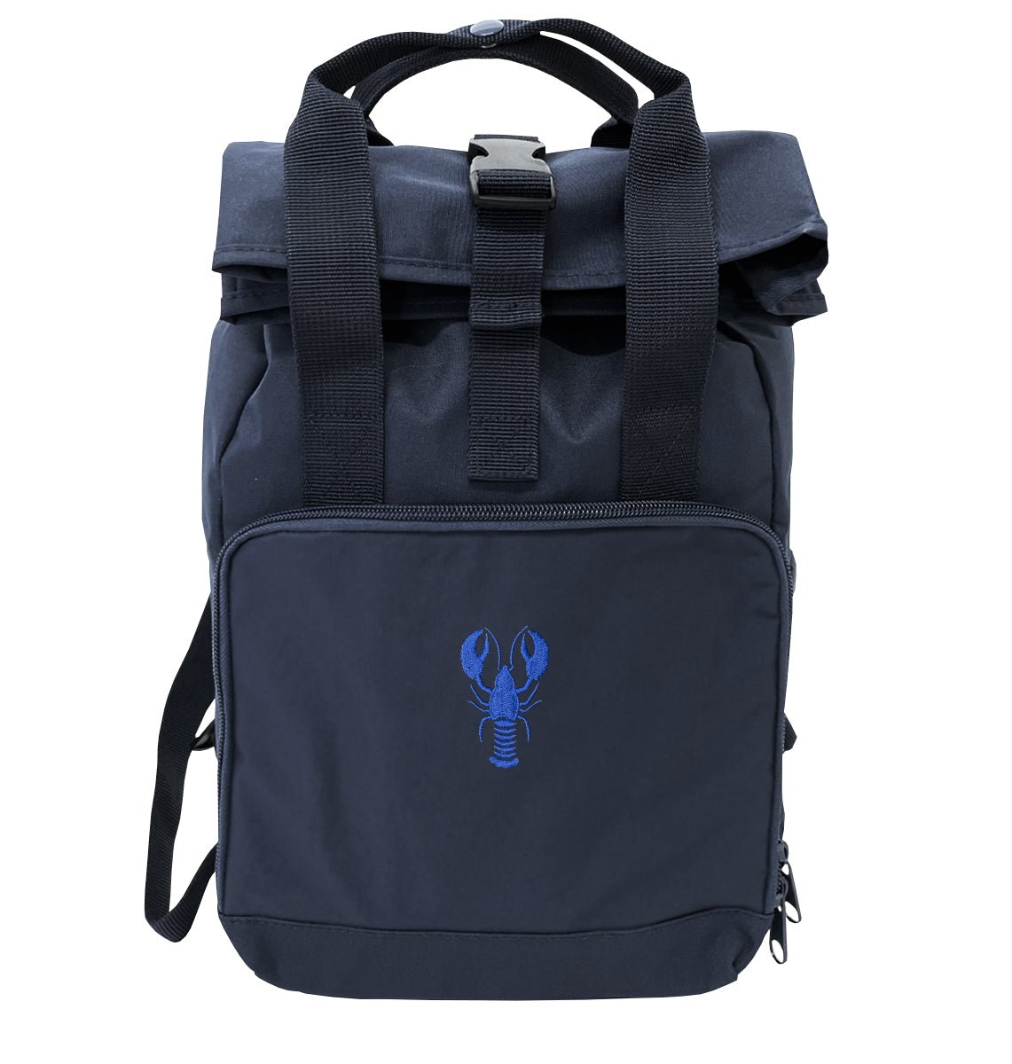 Blue Lobster Mini Roll-top Recycled Backpack - Blue Panda